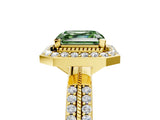 Yellow gold Fancy Green Asscher Cut Diamond Double Halo Ring with Split Shank and Four-Prong Setting_17