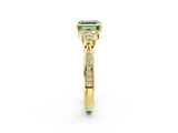 Yellow gold Fancy Green Asscher  Cut Diamond Engagement Ring with Bezel Set Round Side Stones and Prong Setting_65
