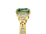 Yellow gold Fancy Green Asscher  Cut Diamond Engagement Ring with Bezel Set Round Side Stones and Prong Setting_68
