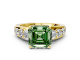Yellow gold Fancy Green Asscher  Cut Diamond Engagement Ring with Pavé Band and Four-Prong Setting_3