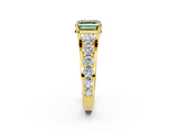 Yellow gold Fancy Green Asscher  Cut Diamond Engagement Ring with Pavé Band and Four-Prong Setting_5