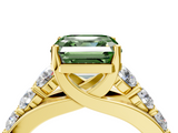 Yellow gold Fancy Green Asscher  Cut Diamond Engagement Ring with Pavé Band and Four-Prong Setting_7