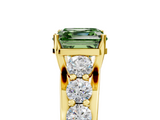 Yellow gold Fancy Green Asscher  Cut Diamond Engagement Ring with Pavé Band and Four-Prong Setting_8