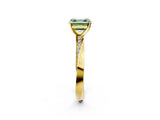 Yellow gold Fancy Green Asscher Cut Diamond Engagement Ring with Side Stone Accents and Four-Prong Setting_122