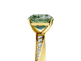 Yellow gold Fancy Green Asscher Cut Diamond Engagement Ring with Side Stone Accents and Four-Prong Setting_125