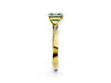 Yellow gold Fancy Green Asscher Cut Diamond Engagement Ring with Side Stone Accents and Four-Prong Setting_14