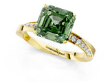 Yellow gold Fancy Green Asscher Cut Diamond Engagement Ring with Side Stone Accents and Four-Prong Setting_19