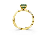 Yellow gold Fancy Green Asscher Cut Diamond Engagement Ring with Side Stone Accents and Four-Prong Setting_21