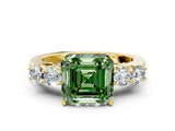 Yellow gold Fancy Green Asscher  Cut Diamond Five-Stone Prong Set White Gold Ring_30