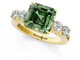 Yellow gold Fancy Green Asscher  Cut Diamond Five-Stone Prong Set White Gold Ring_31
