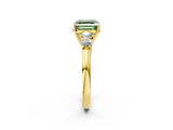 Yellow gold Fancy Green Asscher  Cut Diamond Five-Stone Prong Set White Gold Ring_32