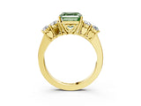 Yellow gold Fancy Green Asscher  Cut Diamond Five-Stone Prong Set White Gold Ring_33