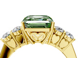 Yellow gold Fancy Green Asscher  Cut Diamond Five-Stone Prong Set White Gold Ring_34