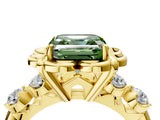 Yellow gold Fancy Green Asscher  Cut Diamond Floral Halo Engagement Ring with Shared Prong Setting 5