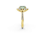 Yellow gold Fancy Green Asscher  Cut Diamond Floral Halo Pave Band with Prong Setting_2