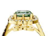 Yellow gold Fancy Green Asscher Cut Diamond Floral Halo Split Shank Prong Setting Ring_16