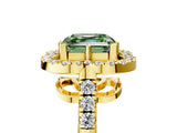 Yellow gold Fancy Green Asscher Cut Diamond Floral Halo Split Shank Prong Setting Ring_17