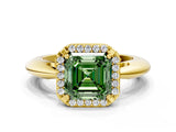 Yellow gold Fancy Green Asscher  Cut Diamond Halo Engagement Ring with Split Shank and Four-Prong Setting_70
