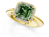Yellow gold Fancy Green Asscher  Cut Diamond Halo Engagement Ring with Split Shank and Four-Prong Setting_71