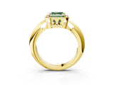 Yellow gold Fancy Green Asscher  Cut Diamond Halo Engagement Ring with Split Shank and Four-Prong Setting_73