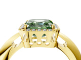 Yellow gold Fancy Green Asscher  Cut Diamond Halo Engagement Ring with Split Shank and Four-Prong Setting_74