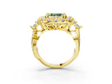 Yellow gold Fancy Green Asscher Cut Diamond Halo Ring with Pavé Band and Four-Prong Setting_20