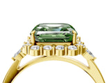Yellow gold Fancy Green Asscher Cut Diamond Halo Ring with Pear Side Stones and Prong Setting_38