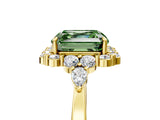 Yellow gold Fancy Green Asscher Cut Diamond Halo Ring with Pear Side Stones and Prong Setting_39