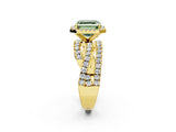 Yellow gold Fancy Green Asscher Cut Diamond Halo Ring with Round Split Shank and Prong Setting_50