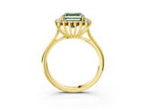 Yellow gold Fancy Green Asscher  Cut Diamond Halo Ring with Solitaire Band and Prong Setting_49
