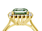 Yellow gold Fancy Green Asscher  Cut Diamond Halo Ring with Solitaire Band and Prong Setting_50