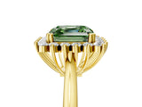 Yellow gold Fancy Green Asscher  Cut Diamond Halo Ring with Solitaire Band and Prong Setting_51