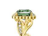 Yellow gold Fancy Green Asscher Cut Diamond Halo Ring with Vintage Split Shank and Four-Prong Setting_40