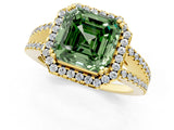 Yellow gold Fancy Green Asscher Cut Diamond Halo Split Shank Engagement Ring_40