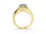 Yellow gold Fancy Green Asscher Cut Diamond Halo Split Shank Engagement Ring_42