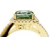Yellow gold Fancy Green Asscher Cut Diamond Halo Split Shank Engagement Ring_43
