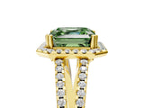 Yellow gold Fancy Green Asscher Cut Diamond Halo Split Shank Engagement Ring_44