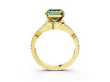 Yellow gold Fancy Green Asscher Cut Diamond  Halo Twist Band Solitaire Prong Setting Ring_45