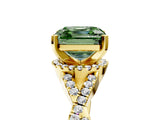 Yellow gold Fancy Green Asscher Cut Diamond  Halo Twist Band Solitaire Prong Setting Ring_47