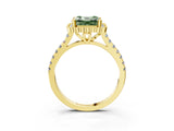 Yellow gold Fancy Green Asscher  Cut Diamond Milgrain Floral Halo Engagement Ring with Pavé Band_18