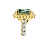 Yellow gold Fancy Green Asscher  Cut Diamond Milgrain Floral Halo Engagement Ring with Pavé Band_20