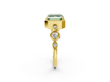 Yellow gold Fancy Green Asscher  Cut Diamond Milgrain Marquise Band with Prong Setting_5