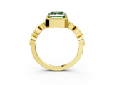 Yellow gold Fancy Green Asscher  Cut Diamond Milgrain Marquise Band with Prong Setting_6