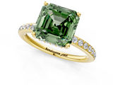 Yellow gold Fancy Green Asscher  Cut Diamond Pavé Band Ring with Four-Prong Setting_18