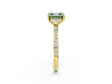 Yellow gold Fancy Green Asscher  Cut Diamond Pavé Band Ring with Four-Prong Setting_19