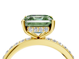 Yellow gold Fancy Green Asscher  Cut Diamond Pavé Band Ring with Four-Prong Setting_21