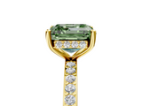 Yellow gold Fancy Green Asscher  Cut Diamond Pavé Band Ring with Four-Prong Setting_22