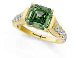 Yellow gold Fancy Green Asscher  Cut Diamond Pavé Band Solitaire with Four-Prong Setting_16