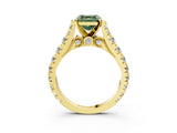 Yellow gold Fancy Green Asscher  Cut Diamond Pavé Band Solitaire with Four-Prong Setting_18