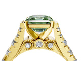 Yellow gold Fancy Green Asscher  Cut Diamond Pavé Band Solitaire with Four-Prong Setting_19